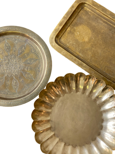 จานจานทองศิลปะโบราณหรูหราถาดเสิร์ฟอาหารถาดโลหะทองเหลืองบริสุทธิ์ปลอดภัยสำหรับร้านอาหาร - Product Image 4