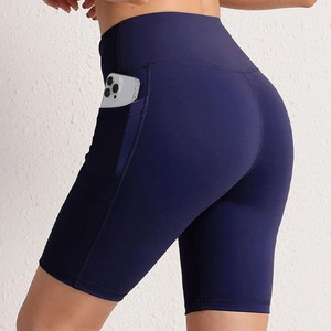 Pantalones cortos de cintura alta para mujer, mallas deportivas de secado rápido, Yoga, a prueba de sentadillas, gimnasio, entrenamiento, ciclismo, deporte, bolsillo, ciclismo, deporte - Product Image 1