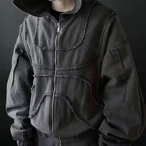 เสื้อฮู้ดผู้ชายแนวสตรีทผ้าฝดฝรั่งเศสแนวย้อนยุคมีซิปรูดติดโลโก้ผ้าคอตตอน100% - Product Image 4