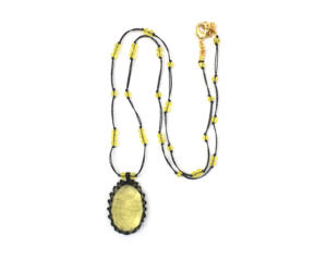 หินเลมอนควอตซ์พร้อมลูกปัดทำด้วยมือทรงรีแฟชั่นแกะสลักหินร้อยสร้อยคอจี้ - Product Image 2