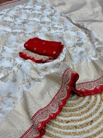 Saree Putih Tenun Sutra Khadi Murni dari India untuk Pesta Festival, Pakaian Pernikahan, Blus Etnik Mewah, Pakaian Eksklusif Terbaru