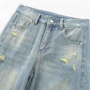 Pantalons en coton respirant à la mode pour femmes Pantalons cargo décontractés pour femmes Pantalons en denim pour femmes Pantalons à jambes larges Jeans pour dames OEM - Product Image 3