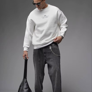 Sweat à capuche à col rond surdimensionné pour hommes pull ample à manches longues Streetwear décontracté mode hiver chaud doublé anti-rides haut en polaire - Product Image 1