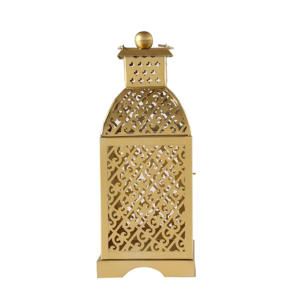 Lanterne marocaine vintage dorée miniature en fer forgé artisanal, décoration d'intérieur, porte-bougie suspendu et de table - Product Image 4