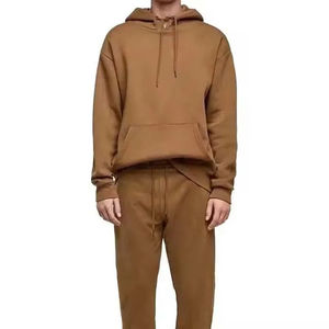 Customized Wholesale Top Quality <b>Oversized</b> <b>Hoodie</b> Tracksuits 100% Cotton <b>Fleece</b> Casual Custom Logo Men's Tracksuit For Winter - Product Image 5