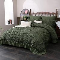 Olivgrün Rüschen Tröster Set King Size Boho Rüschen Bettwäsche 7 Pcs Fluffy Luxus Rüschen Tröster Bettwäsche Set