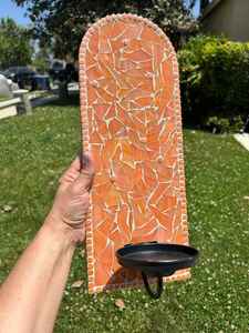 Applique murale en verre mosaïque de luxe, porte-bougie en forme de feuille, bougeoir en métal pour la maison vintage, hôtel, spa, mariage, décorations d'intérieur - Product Image 2