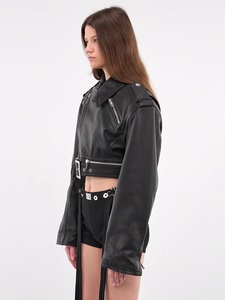 Custom <b>Women's</b> Denim Waterproof Eco-Friendly Reversible Breathable Cropped Moto Bomber <b>Jacket</b> <b>Long</b> Sleeve Fashion - Product Image 3