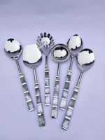 Ensemble de couverts en acier inoxydable écologique de qualité supérieure, style royal, avec poignée à nœud doré, comprenant cuillère de service et spatules ajourées pour friture