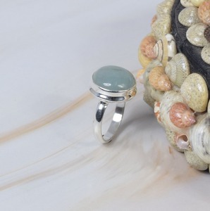 Solide 925 argent Sterling naturel aigue-marine pierre précieuse couleur verte à la main bague bijoux en argent Sterling 925 estampillé bague bijoux - Product Image 2