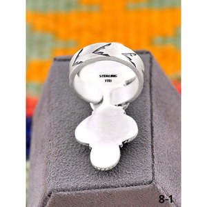 Bague ajustable en argent sterling plaqué or rose, sertie d'un diamant ovale taillé à la main, style sud-ouest, en argent de buffle blanc, tendance, sous licence - Product Image 4