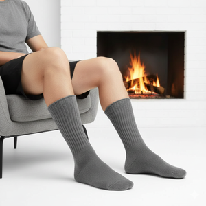 Calcetines de invierno de corte alto de talla grande para hombre, transpirables, de algodón de silicona, informales, invisibles, lisos, diseño absorbente de sudor, antibacteriano - Product Image 4