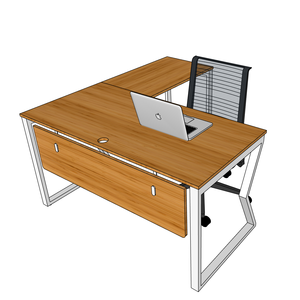 โต๊ะทำงานทรงตัวแอลไม้ไผ่ทันสมัย ขนาด 140x150 ซม. โครงเหล็ก ประกอบง่าย - Product Image 2