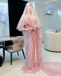 Colección de Saris de Fiesta para Mujer, Estilo Celebridad, Georgette Suave Premium con Bordado, Sin Costuras - Product Image 1