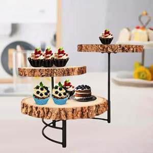 Top <b>3</b>-<b>Tiers</b> Modern Wooden And Metal round <b>Cake</b> <b>Stand</b> Detachable Professional and Romantic Handmade - Product Image 6