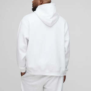Pure <b>White</b> Color Soft Fleece Streetwear <b>Sweatshirt</b> with Hood 2025 Stylish <b>Men's</b> Loose Fit 380 GSM Pullover Hoodies - Product Image 2
