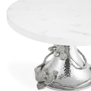 Base de estilo punteado de aluminio con soporte de pastel superior de mármol blanco Hogar y fiesta Calidad estándar de lujo - Product Image 3