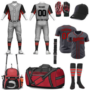 Ropa deportiva hecha de poliéster, Kit de uniforme de béisbol para partidos de clubes, Jersey con botones, guantes, gorras, bolsa de cinturón, uniforme de softbol para equipo de adultos - Product Image 3