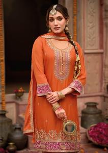 Fuente directa de exportación de Dhwaja para la nueva colección Real Chinon bordado trabajo Salwar Kameez indio pakistaní fiesta boda desgaste - Product Image 4