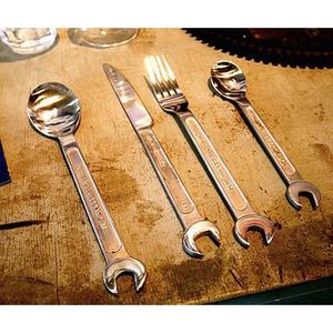 Argenterie Couteau à dîner Cuillère & Fourchette Acier inoxydable Plaqué Argent Noir Manche rustique Argenterie Cuillère et Fourchette Set - Product Image 5