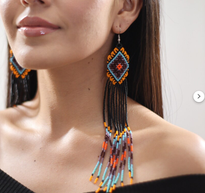 Only 2 Left and in 19 Baskets Seed Bead Earring - Native Earring - Fringe Earring - Product Image 1