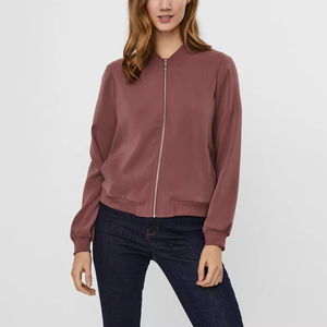 Blouson Bomber Femme en Satin Tricoté Léger Personnalisé avec Logo Patch en Chenille Doublure en Coton/Nylon - Product Image 3