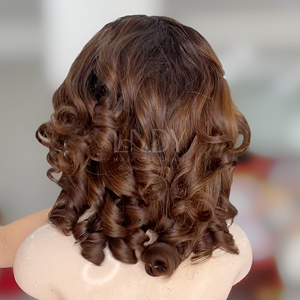 Venta al por mayor 100% pelo crudo sin procesar pelo humano hinchable Color marrón peluca - Product Image 2