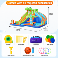 Sistema de pulverización de agua de bajo MOQ, diseño de piscina con rociador, bolsa de transporte incluida, para pícnic y recreación, castillo inflable doble húmedo y seco
