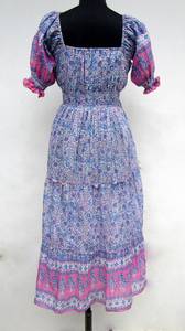 เดรสยาวแขนสั้นทรงหลวมพิมพ์ลายดอกไม้สำหรับผู้หญิงเดรสลำลองไซส์ใหญ่พิเศษสำหรับฤดูร้อนมีกระดุมธรรมชาติ - Product Image 2