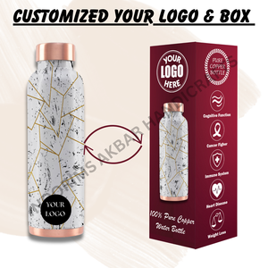 Botella de agua reutilizable de cobre ligera hecha a mano de lujo de 950ml a prueba de herrumbre a prueba de fugas de gama alta moderna impresión de moda tapa ecológica - Product Image 5