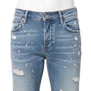 Jeans décontractés pour hommes, coupe droite, légers, à séchage rapide, effet usé, style streetwear personnalisé - Product Image 4