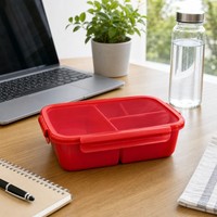 Boîte à lunch en plastique 1,5 L, 3 compartiments, compatible micro-ondes, anti-fuite, conteneur alimentaire Bento CPC pour le bureau, l'école, le camping