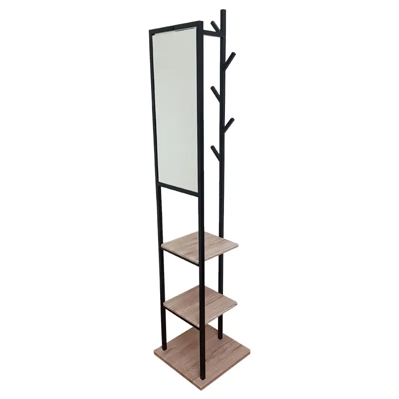 Metal Coat Stand With Hanger And Glass Mirror