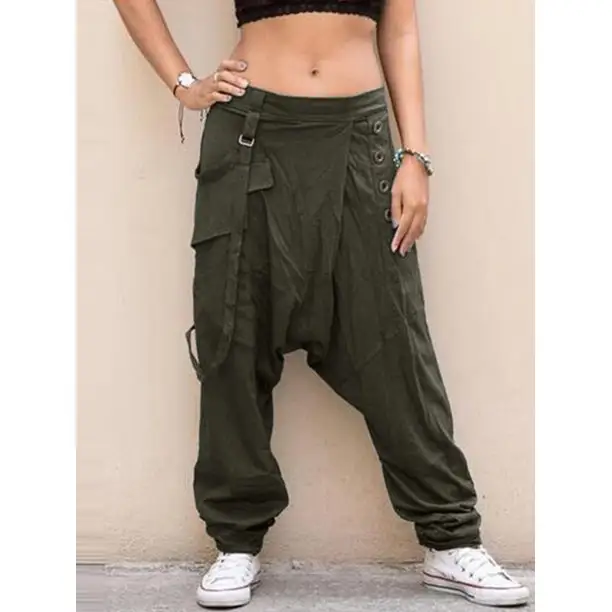 Pantalones de chándal lisos de alta calidad para mujer, ropa de Yoga de gran tamaño, suelta, con entrepierna elástica, cintura elástica, en blanco