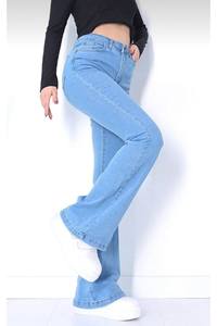 กางเกงยีนส์ขาสั้นเอวสูงระบายอากาศทรงสลิมฟิตของผู้หญิงกางเกงสกินนี่ยกกระชับสะโพกขายส่ง - Product Image 6