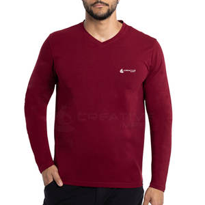 Camiseta de manga larga con cuello en V de alta calidad, perfecta para ropa informal, gimnasio, marca o obsequios de eventos - Product Image 1