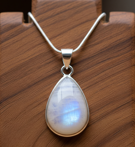 Colgante de estilo bohemio de Plata de Ley 925 con piedra lunar azul de oro de 18 quilates, piedras de cristal curativas, colgantes de moda y dijes de regalo - Product Image 2