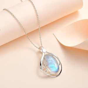 Colgante de amazonita ovalado largo Premium para mujer, joyería de piedras preciosas hechas a mano, collar de cristal grande para mujer, regalo de dama de honor - Product Image 2