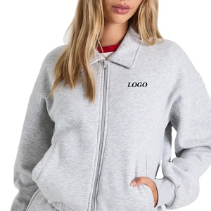 Prix avantageux pour les acheteurs en gros – Sweat-shirt élégant pour femme à manches longues avec logo personnalisable et col rabattable à fermeture éclair - Product Image 1