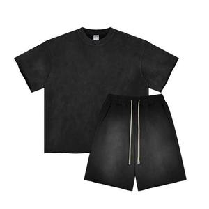 Ensembles courts pour hommes tenue deux pièces ensemble court hommes Shorts T-shirt rue décontracté 2 pièces t-shirt hommes ensembles personnalisé contraste couleur - Product Image 4