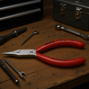 Pince à bec plat Knipex chromée avec poignées gainées de plastique et mâchoires semi-rondes pour mécanique de précision - Product Image 3