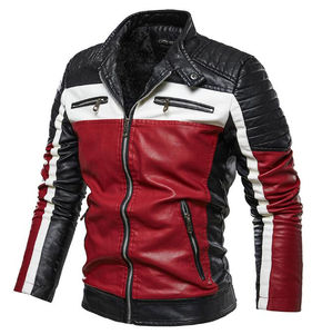 Manteau de motard de haute qualité, vestes de moto élégantes à la mode personnalisées, veste en cuir classique en fourrure PU épaisse pour hommes - Product Image 1