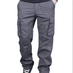Pantalones de trabajo informales para hombre con patrón sólido multibolsillo Cintura con cordón de ajuste holgado para exploración al aire libre de otoño - Product Image 6