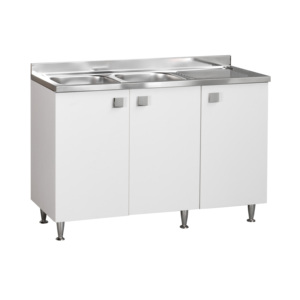 Mobile Lavello da Cucina in Acciaio Inox con Rubinetto, Doppia Vasca Autoportante 120x50x87 cm - Product Image 1