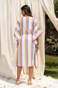 Customize Print V-Neck <b>Three</b> Quarter Cotton Designer Summer Casual Wear Dress Women's Wear Handmade Kaftan Short Cotton Kaftan - Product Image 5