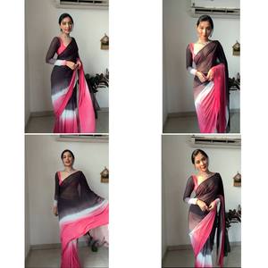 El proveedor indio ofrece un diseño único de sari con estampado de Georgette para mujer, ropa tradicional india para ocasiones especiales directas - Product Image 1