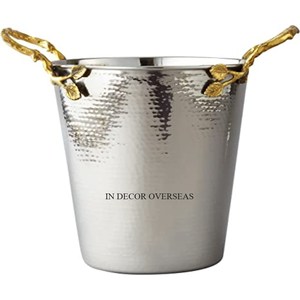 Aspecto atractivo Hojas chapadas en oro Diseñador Textura martillada Acero inoxidable Color plata Cubo de hielo Bebidas Tinas Bar Suministros - Product Image 3