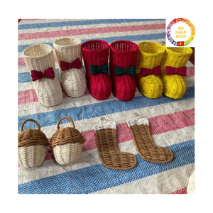 Juego de adornos navideños de ratán bohemio hechos a mano, decoraciones navideñas naturales Rústicas - Product Image 2