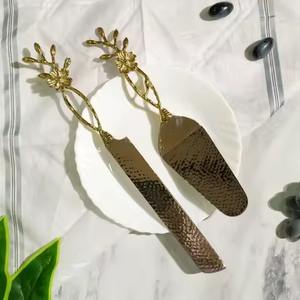 Bronze <b>Twisting</b> Serving Set for Weddings Birthdays & Events Cake Knife <b>and</b> Spatula - Product Image 3