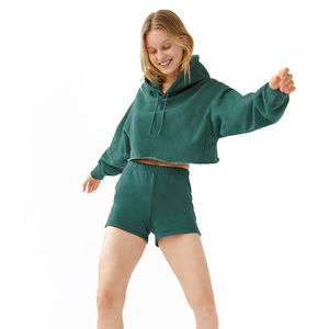 Haute qualité femmes à manches longues pull sweat fermeture éclair à capuche haut court respirant conception de gymnastique Logo personnalisé en gros Sport - Product Image 3